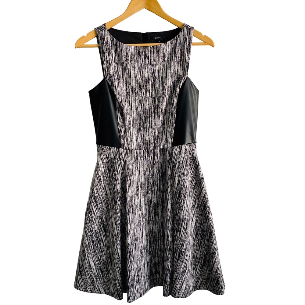 Faux leather detail dress